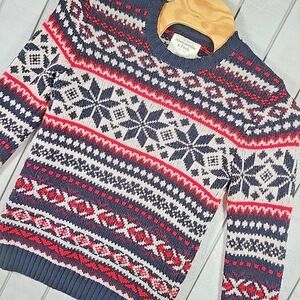 Abercrombie & Fitch Crewneck Dress Sweater Men's Size M Patterned Red White Blue